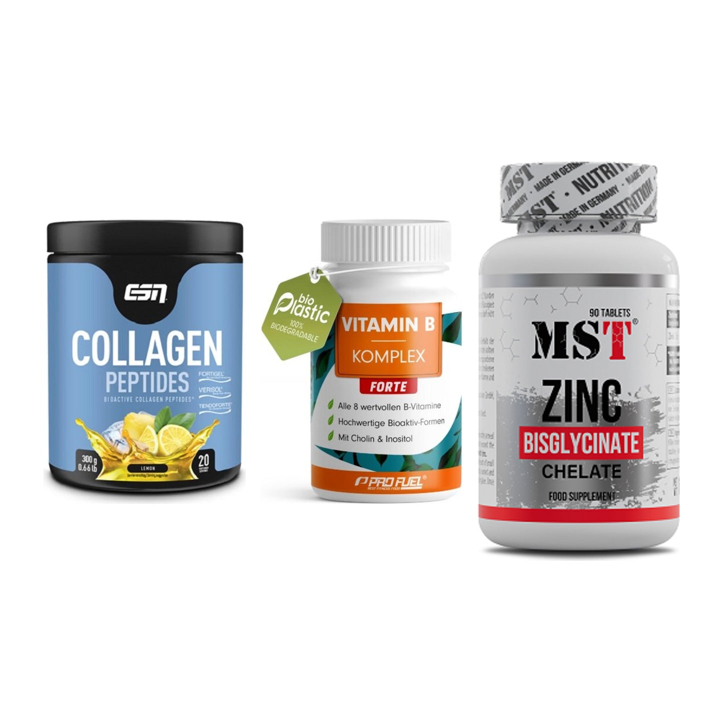 Haut, Haare & Nägel: ESN Collagen + ProFuel Vitami + MST Zinc – alle enthaltenen Artikel
