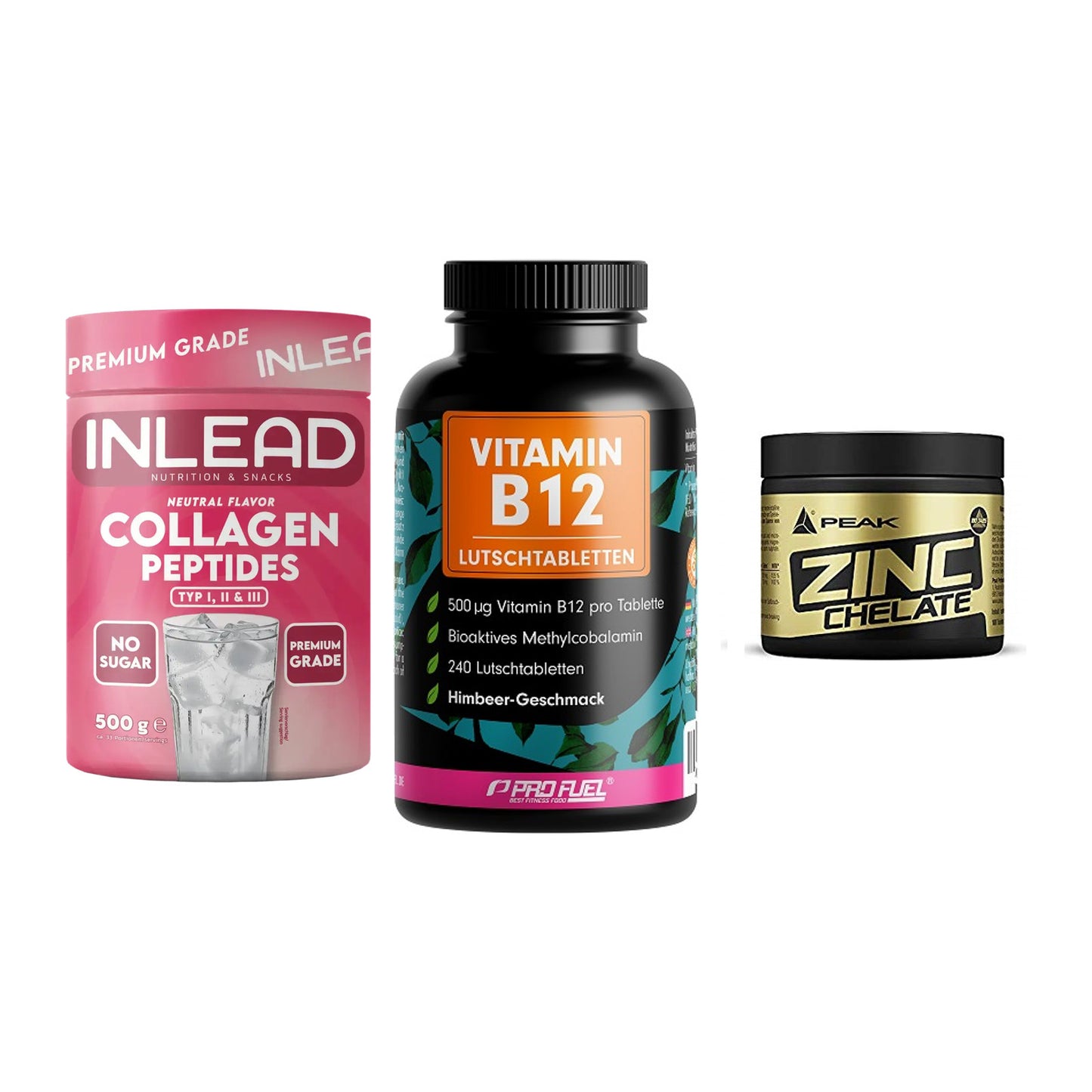 Haut, Haare & Nägel: INLEAD Collage + ProFuel Vitami + Peak Zink – alle enthaltenen Artikel