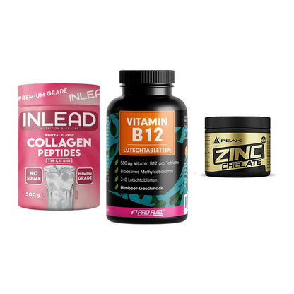 Haut, Haare & Nägel: INLEAD Collage + ProFuel Vitami + Peak Zink – alle enthaltenen Artikel