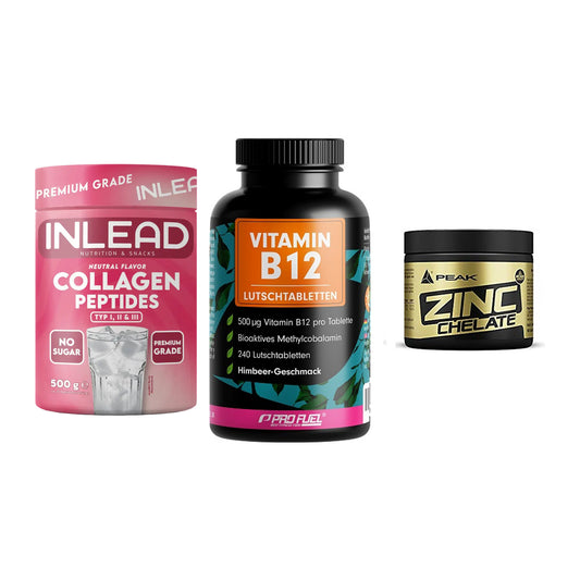 Haut, Haare & Nägel: INLEAD Collage + ProFuel Vitami + Peak Zink – alle enthaltenen Artikel