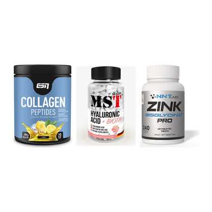 Haut, Haare & Nägel: ESN Collagen + MST Hyaluronic + NNT Zink 50mg – alle enthaltenen Artikel