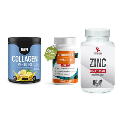 Haut, Haare & Nägel: ESN Collagen + ProFuel Vitami + #GYMJUICE ZINC – alle enthaltenen Artikel