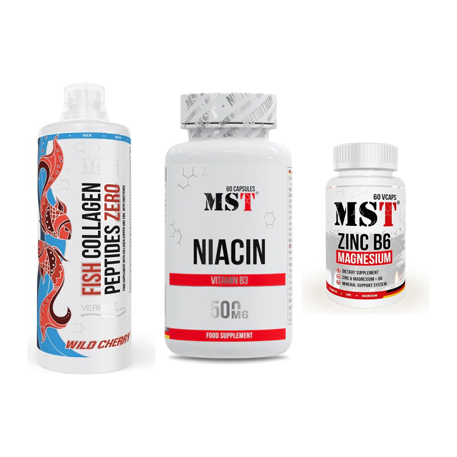 Haut, Haare & Nägel: MST Fish + MST Niacin + MST Zinc – alle enthaltenen Artikel