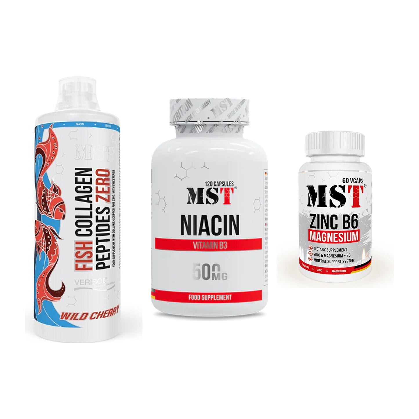 Haut, Haare & Nägel: MST Fish + MST Niacin + MST Zinc – alle enthaltenen Artikel