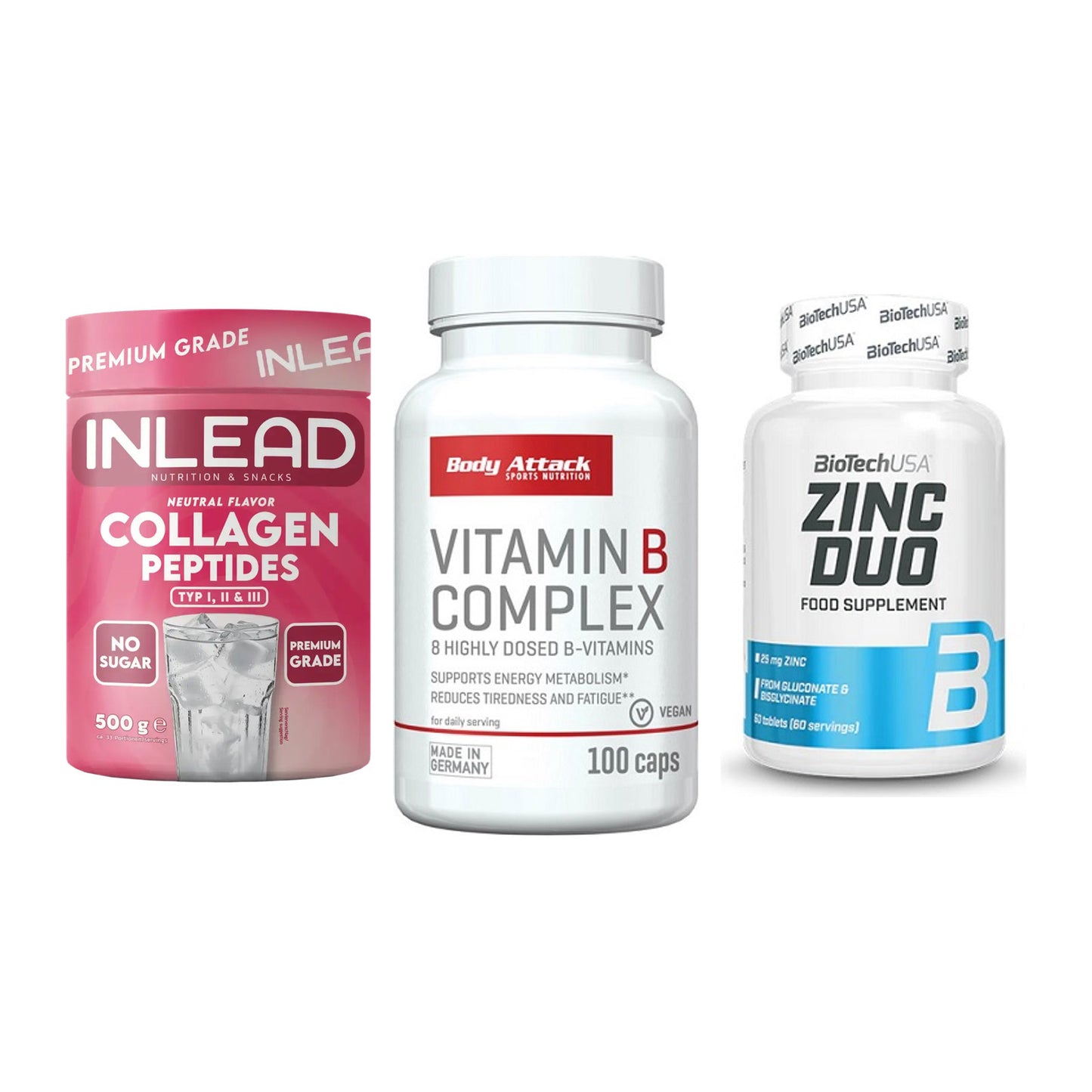 Haut, Haare & Nägel: INLEAD Collage + Body Attack + BioTech Zinc – alle enthaltenen Artikel