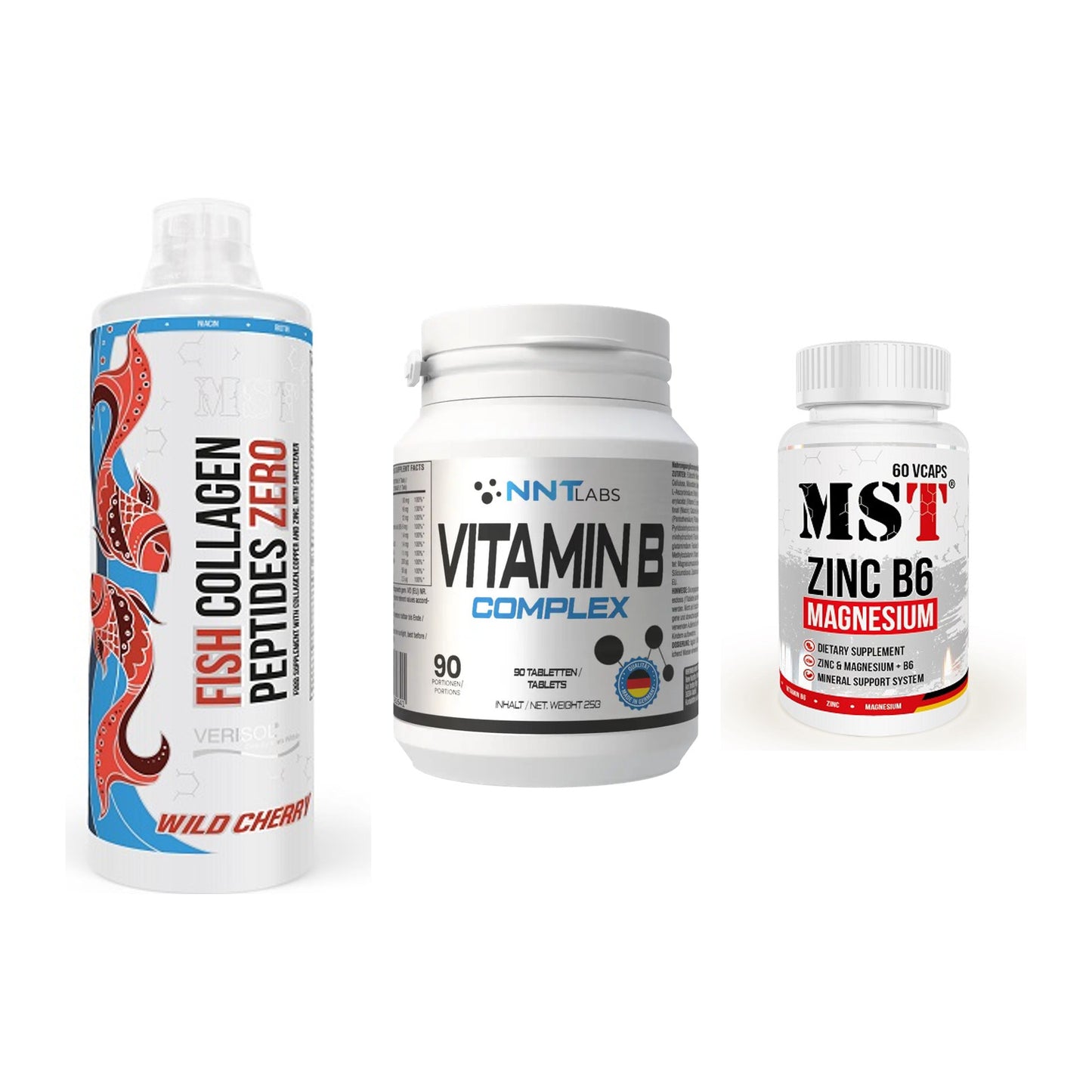 Haut, Haare & Nägel: MST Fish + NNT Vitamin B + MST Zinc – alle enthaltenen Artikel