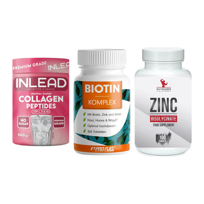 Haut, Haare & Nägel: INLEAD Collage + ProFuel BIOTIN + #GYMJUICE ZINC – alle enthaltenen Artikel