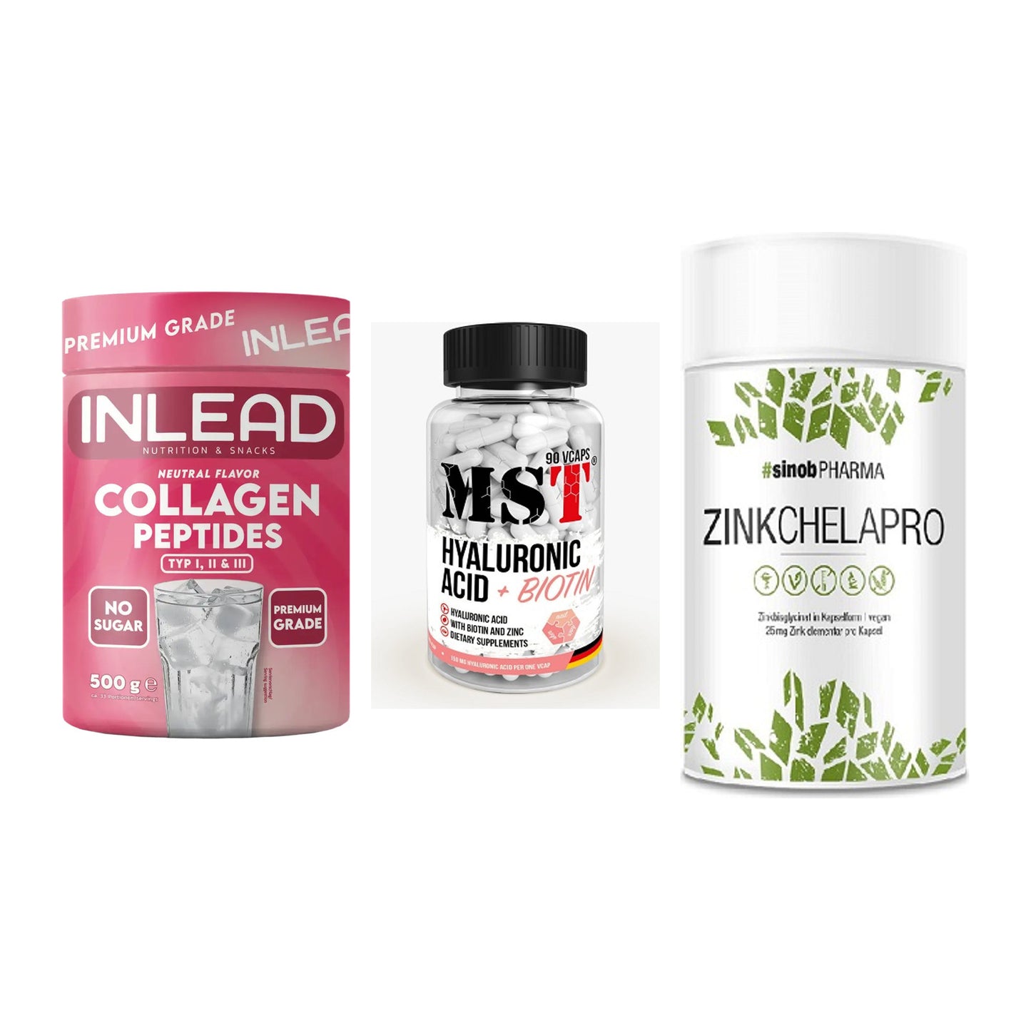 Haut, Haare & Nägel: INLEAD Collage + MST Hyaluronic + Sinob Zink – alle enthaltenen Artikel