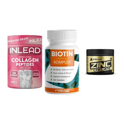 Haut, Haare & Nägel: INLEAD Collage + ProFuel BIOTIN + Peak Zink – alle enthaltenen Artikel