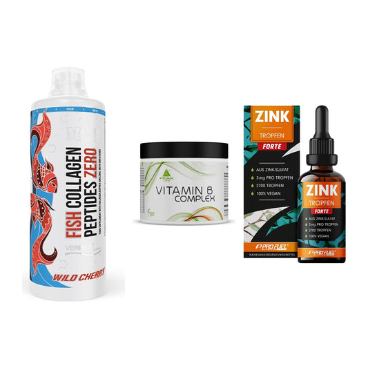 Haut, Haare & Nägel: MST Fish + Peak Vitamin B + ProFuel Zink – alle enthaltenen Artikel
