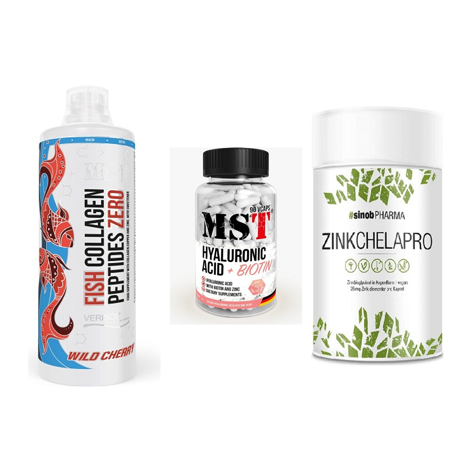 Haut, Haare & Nägel: MST Fish + MST Hyaluronic + Sinob Zink – alle enthaltenen Artikel