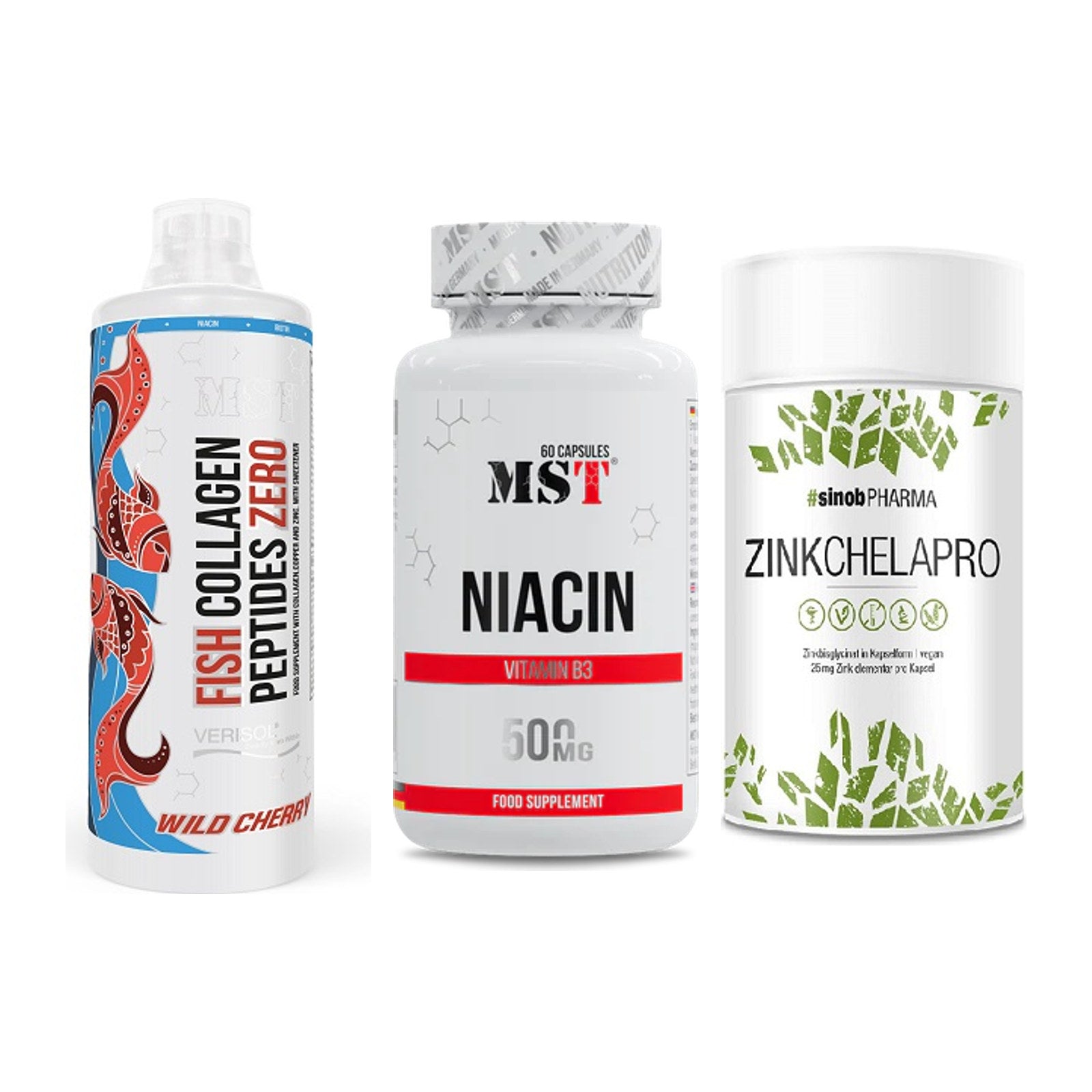 Haut, Haare & Nägel: MST Fish + MST Niacin + Sinob Zink – alle enthaltenen Artikel
