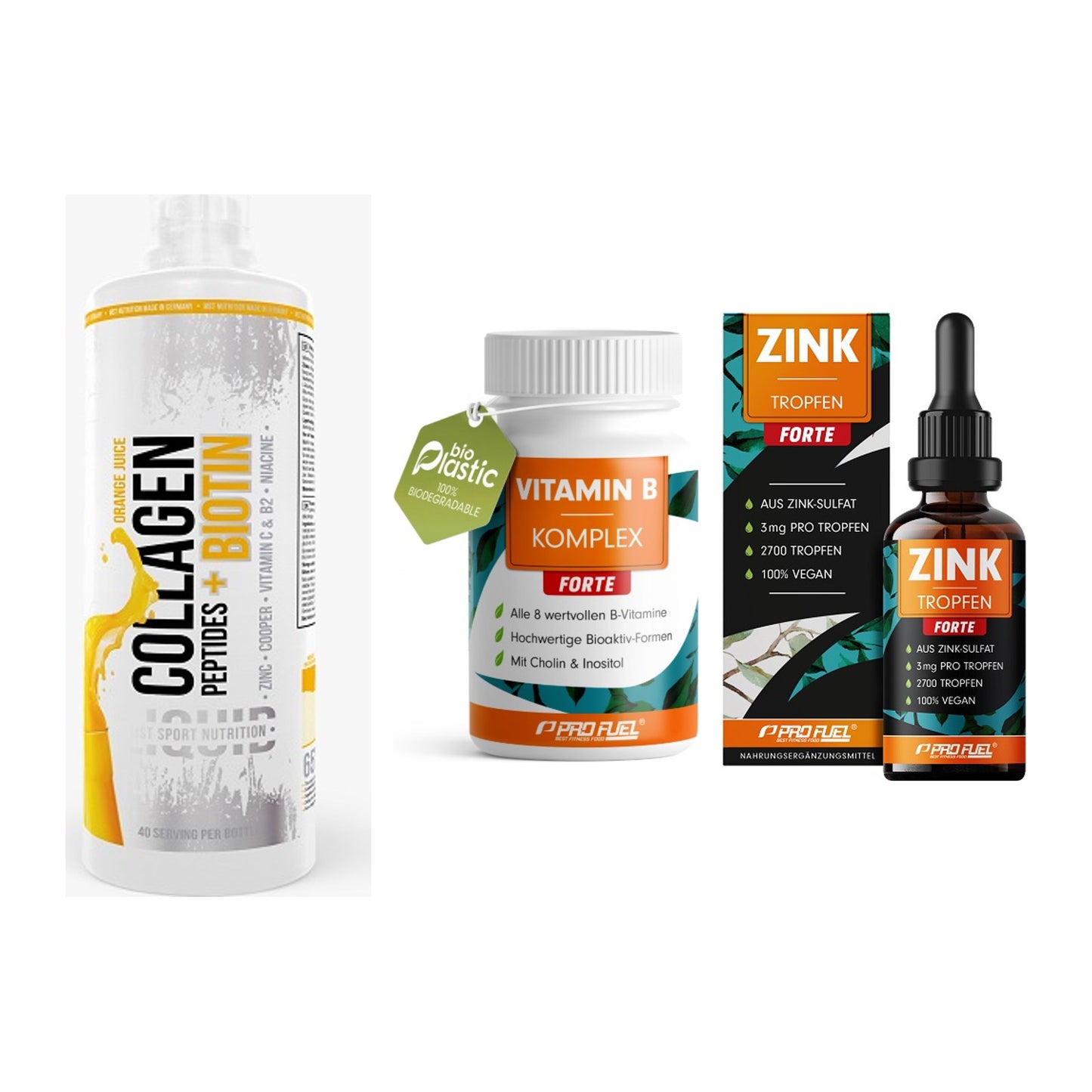 Haut, Haare & Nägel: MST Collagen + ProFuel Vitami + ProFuel Zink – alle enthaltenen Artikel