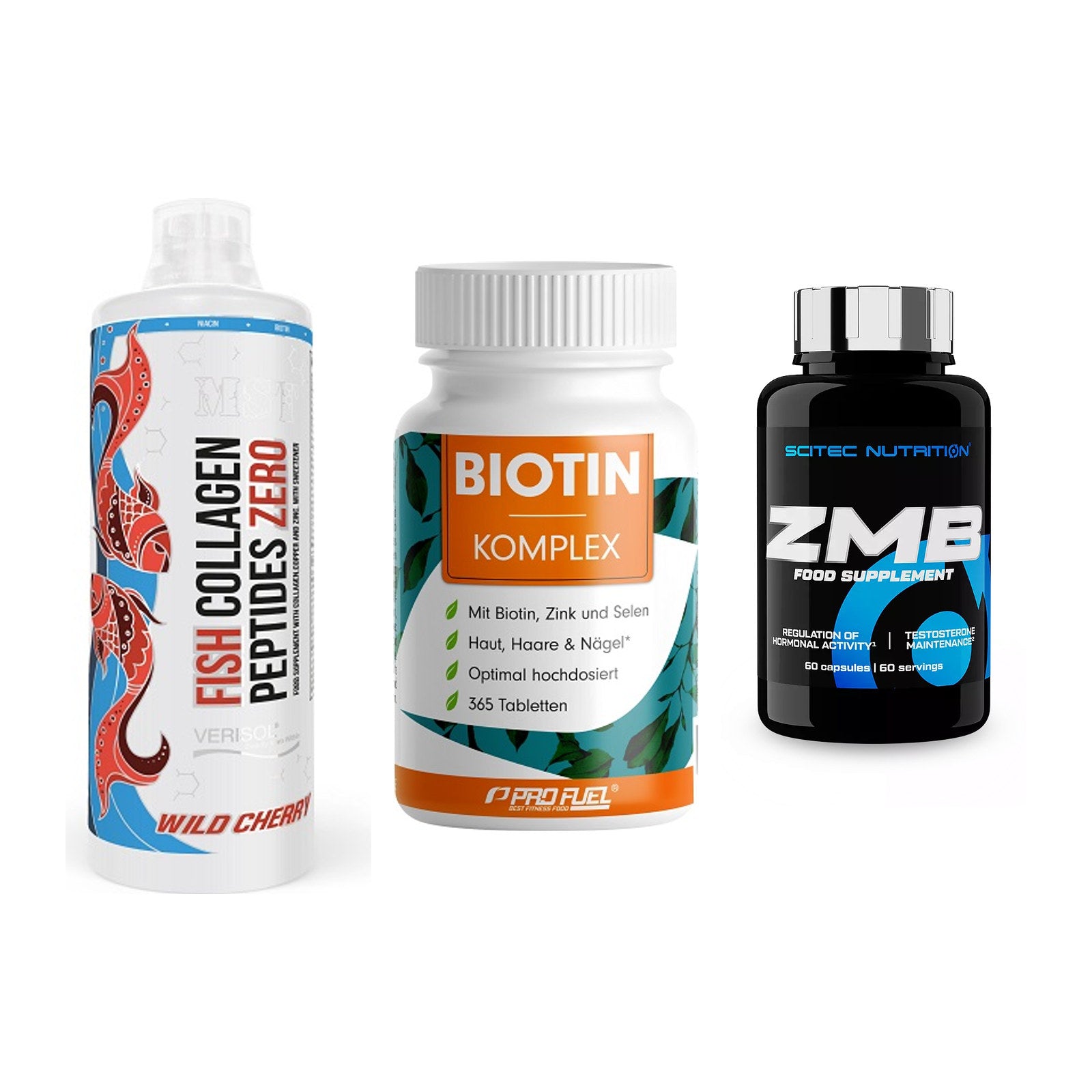 Haut, Haare & Nägel: MST Fish + ProFuel BIOTIN + Scitec ZMB – alle enthaltenen Artikel