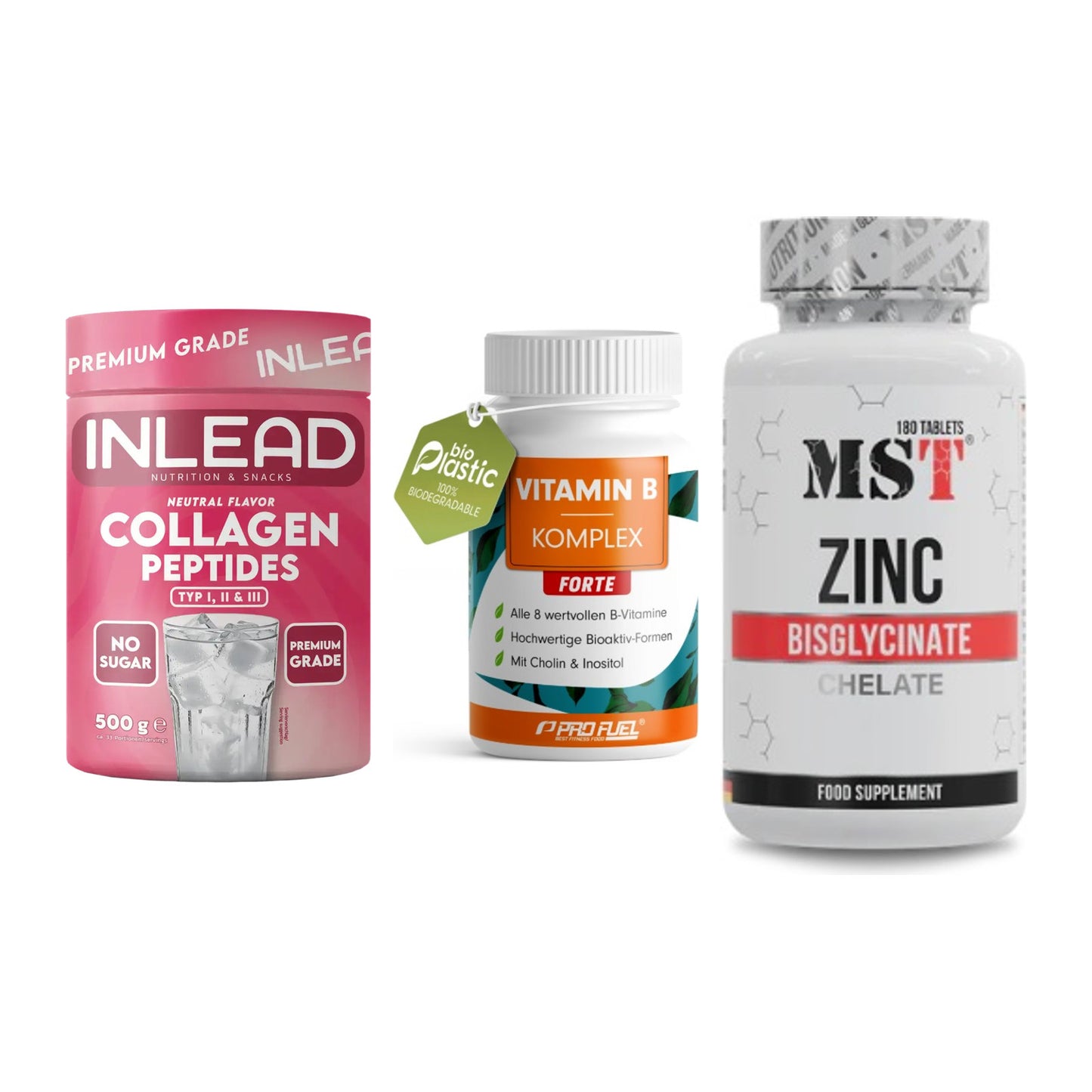 Haut, Haare & Nägel: INLEAD Collage + ProFuel Vitami + MST Zinc – alle enthaltenen Artikel