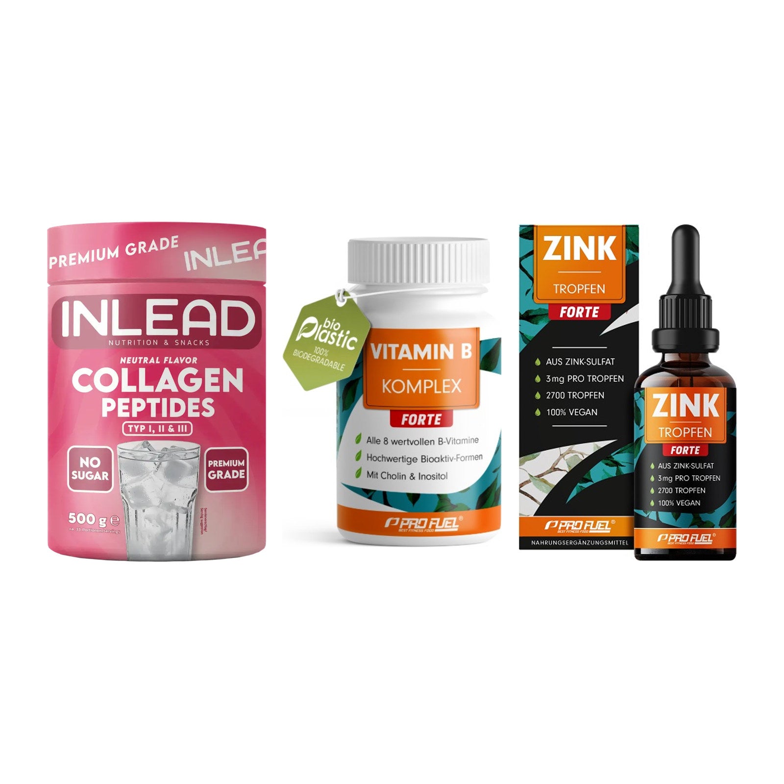 Haut, Haare & Nägel: INLEAD Collage + ProFuel Vitami + ProFuel Zink – alle enthaltenen Artikel