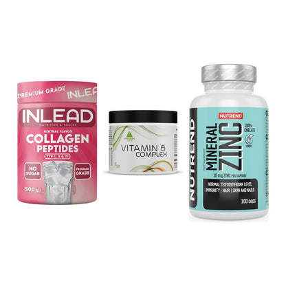 Haut, Haare & Nägel: INLEAD Collage + Peak Vitamin B + Nutrend Zinc – alle enthaltenen Artikel