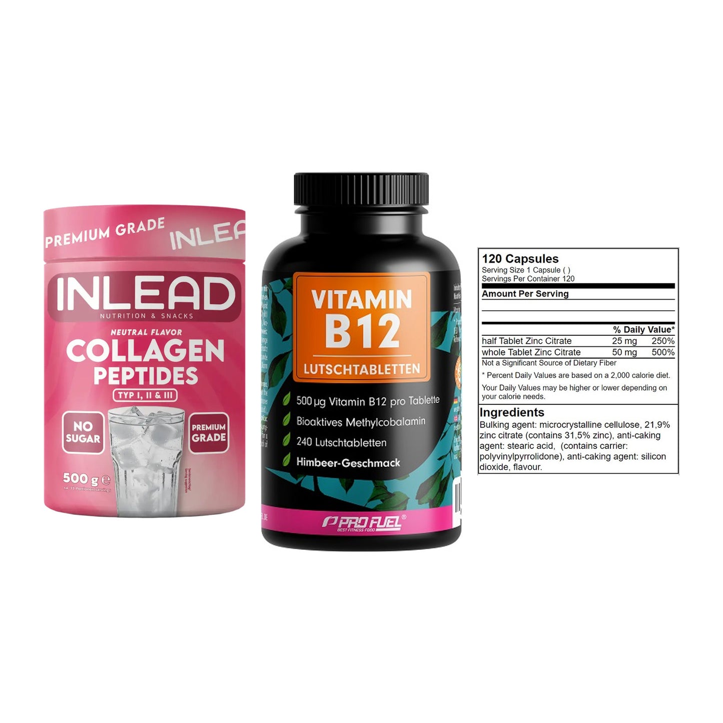 Haut, Haare & Nägel: INLEAD Collage + ProFuel Vitami + GN Zinc Citrat – alle enthaltenen Artikel