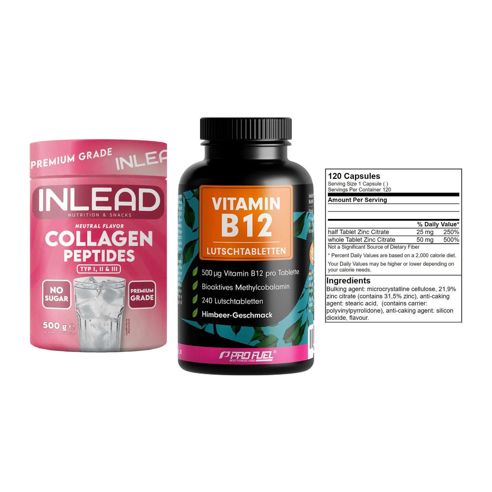 Haut, Haare & Nägel: INLEAD Collage + ProFuel Vitami + GN Zinc Citrat – alle enthaltenen Artikel