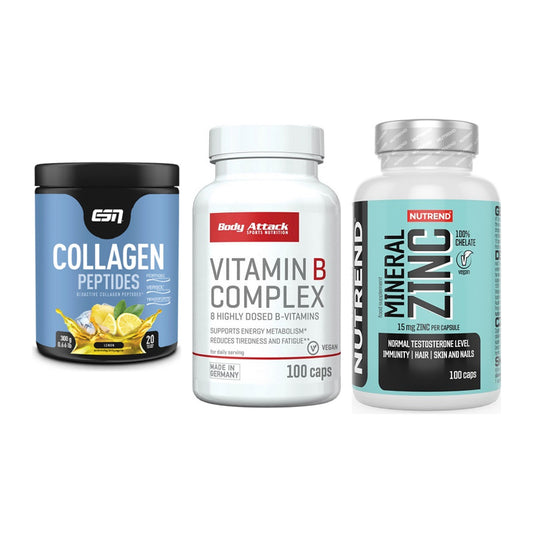 Haut, Haare & Nägel: ESN Collagen + Body Attack + Nutrend Zinc – alle enthaltenen Artikel
