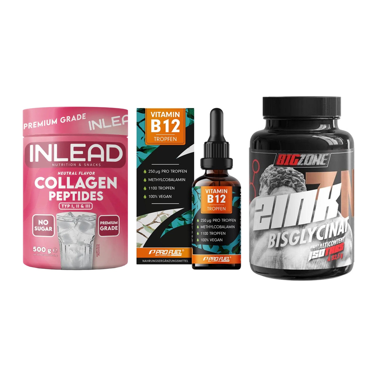 Haut, Haare & Nägel: INLEAD Collage + ProFuel Vitami + Big Zone Zink – alle enthaltenen Artikel