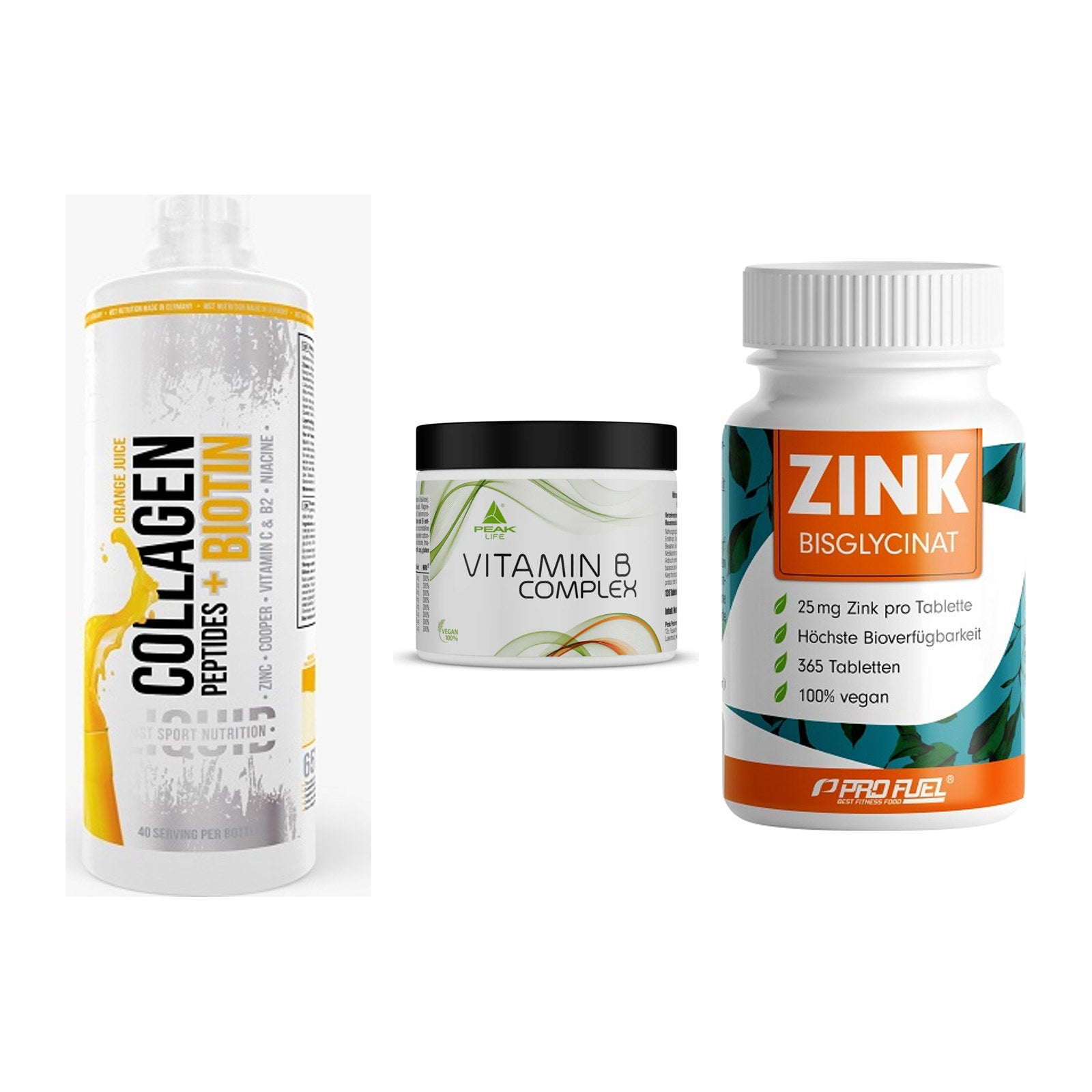 Haut, Haare & Nägel: MST Collagen + Peak Vitamin B + ProFuel Zink – alle enthaltenen Artikel