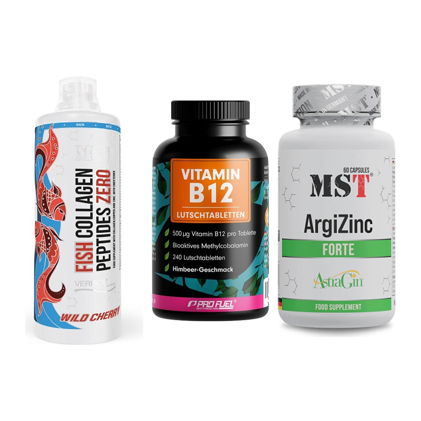 Haut, Haare & Nägel: MST Fish + ProFuel Vitami + MST ArgiZinc – alle enthaltenen Artikel