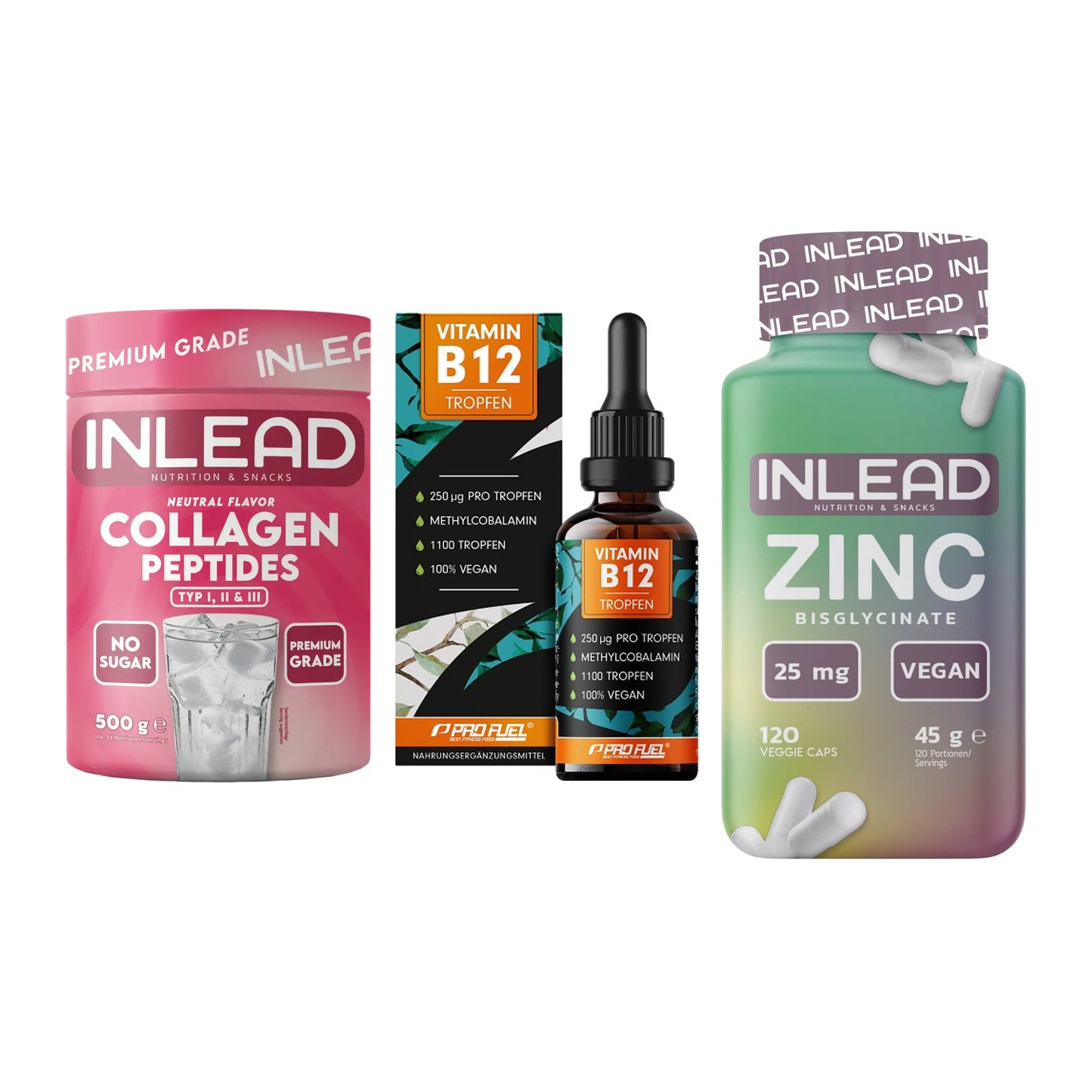 Haut, Haare & Nägel: INLEAD Collage + ProFuel Vitami + INLEAD Zink – alle enthaltenen Artikel
