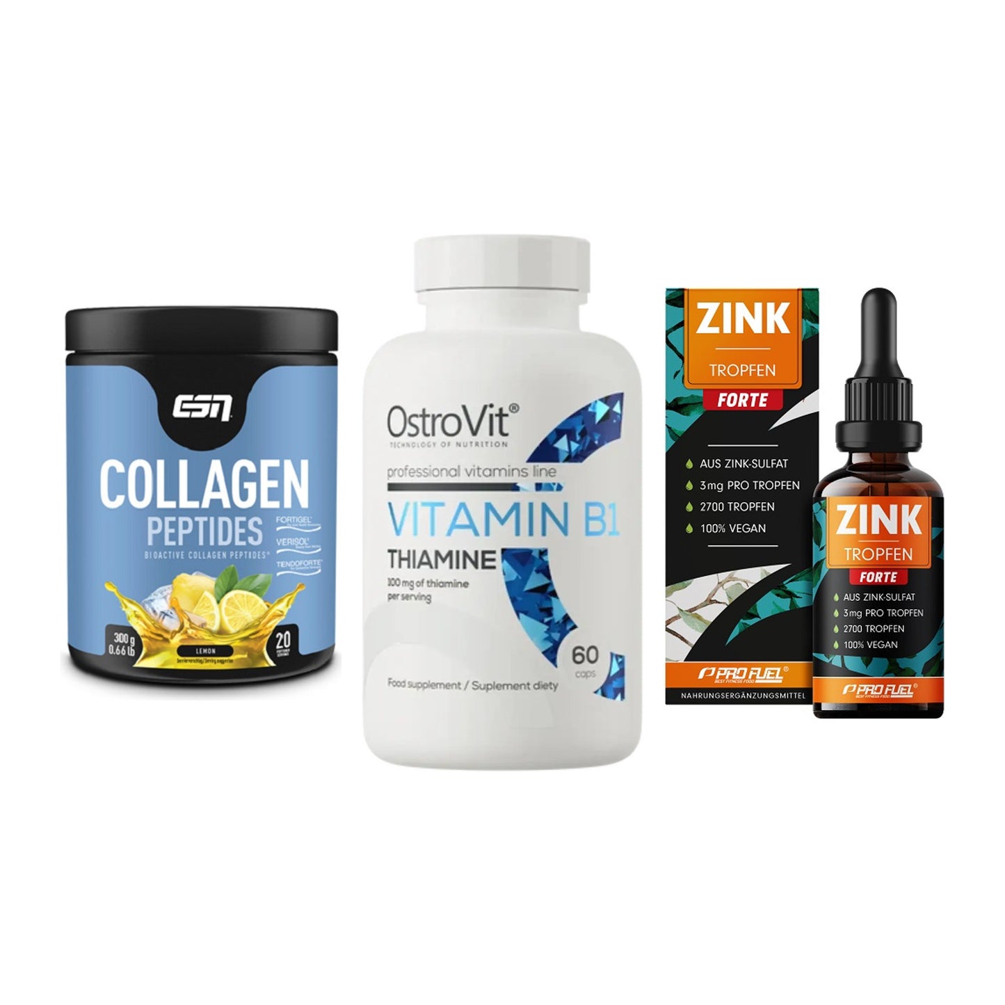 Haut, Haare & Nägel: ESN Collagen + Ostrovit + ProFuel Zink – alle enthaltenen Artikel