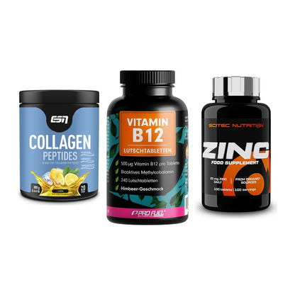 Haut, Haare & Nägel: ESN Collagen + ProFuel Vitami + Scitec Zinc – alle enthaltenen Artikel