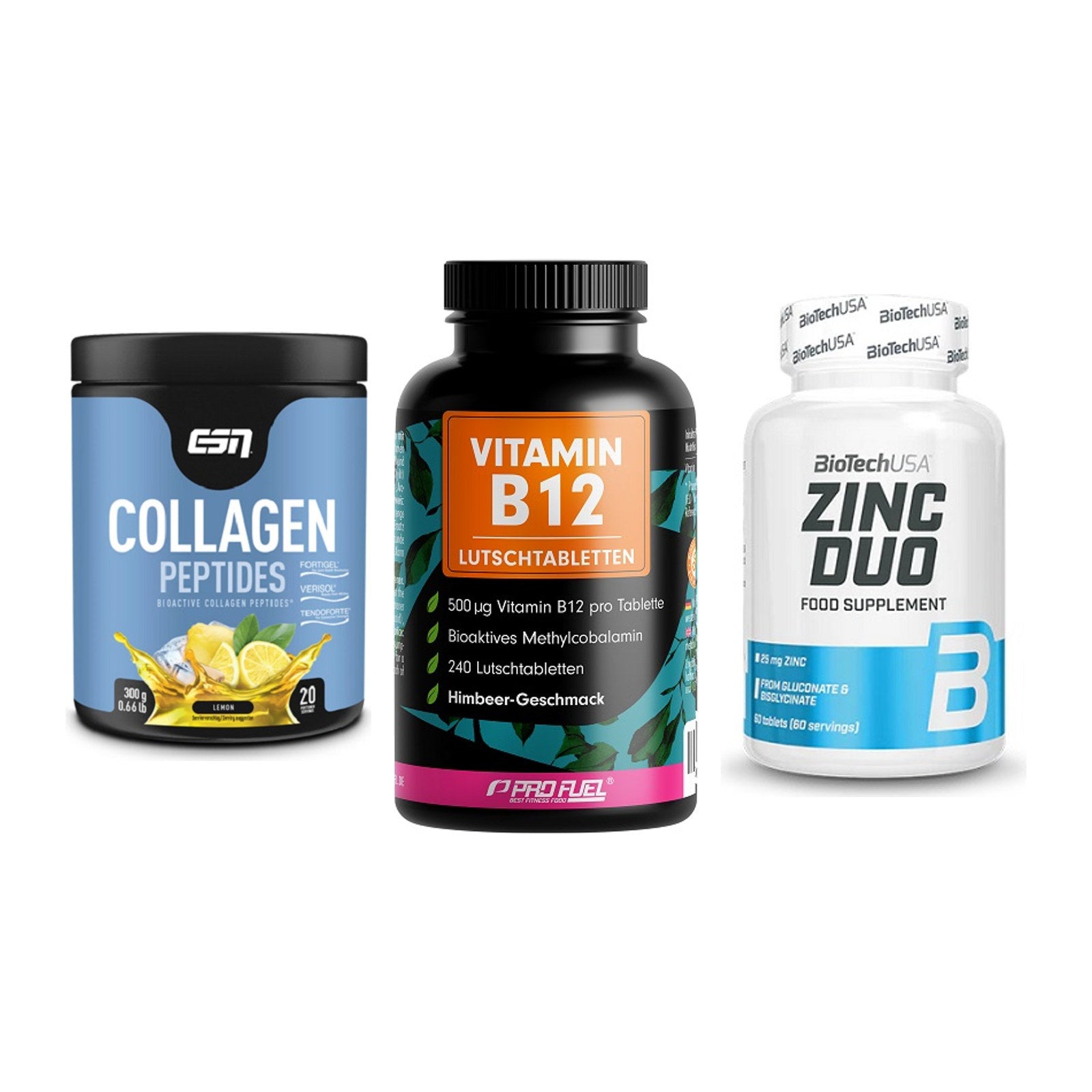 Haut, Haare & Nägel: ESN Collagen + ProFuel Vitami + BioTech Zinc – alle enthaltenen Artikel