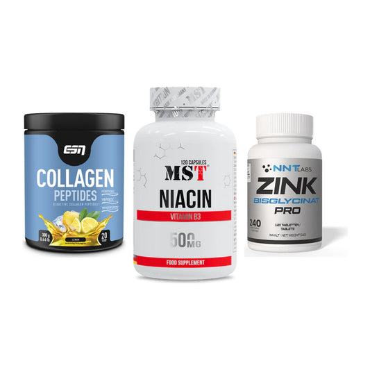 Haut, Haare & Nägel: ESN Collagen + MST Niacin + NNT Zink 50mg – alle enthaltenen Artikel
