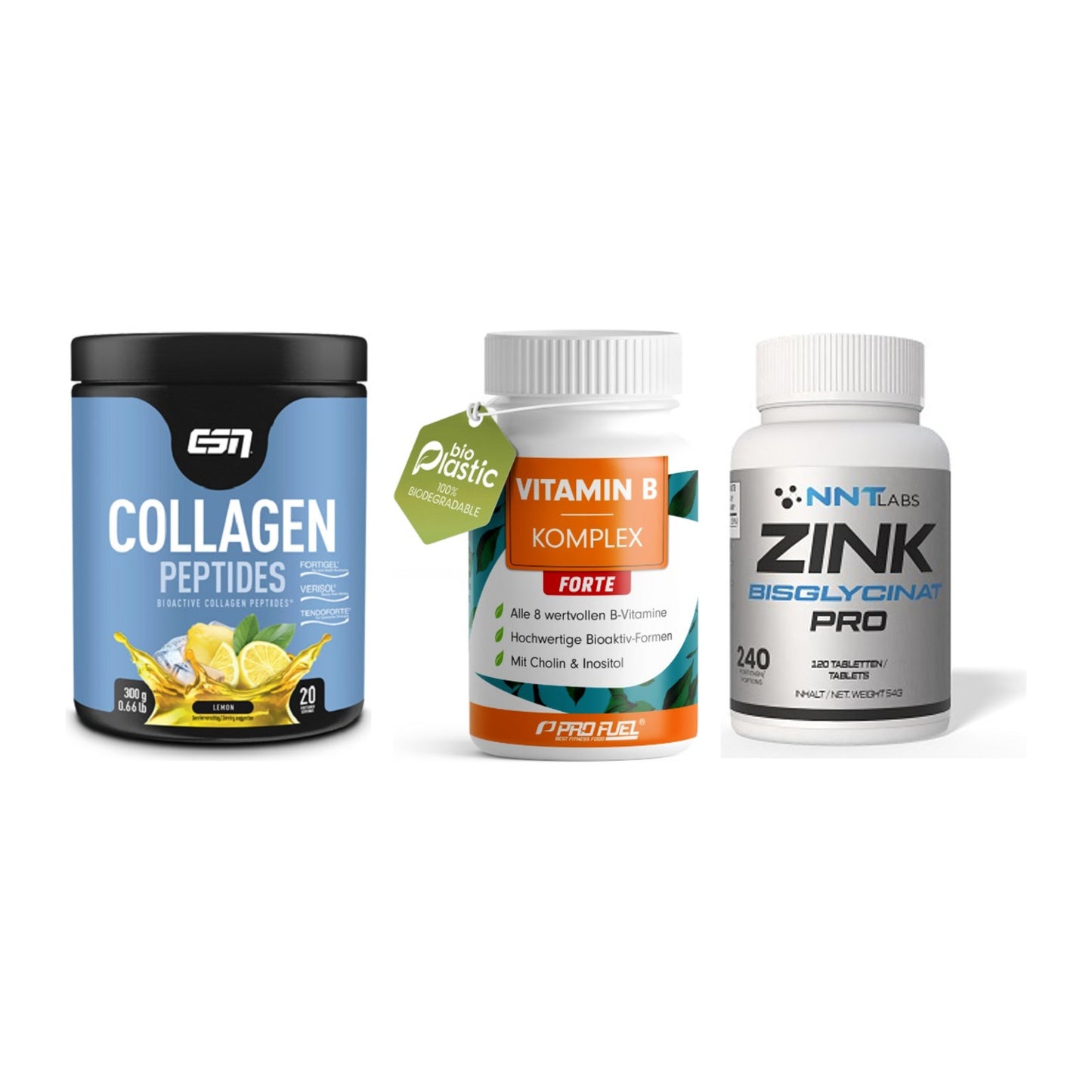 Haut, Haare & Nägel: ESN Collagen + ProFuel Vitami + NNT Zink 50mg – alle enthaltenen Artikel