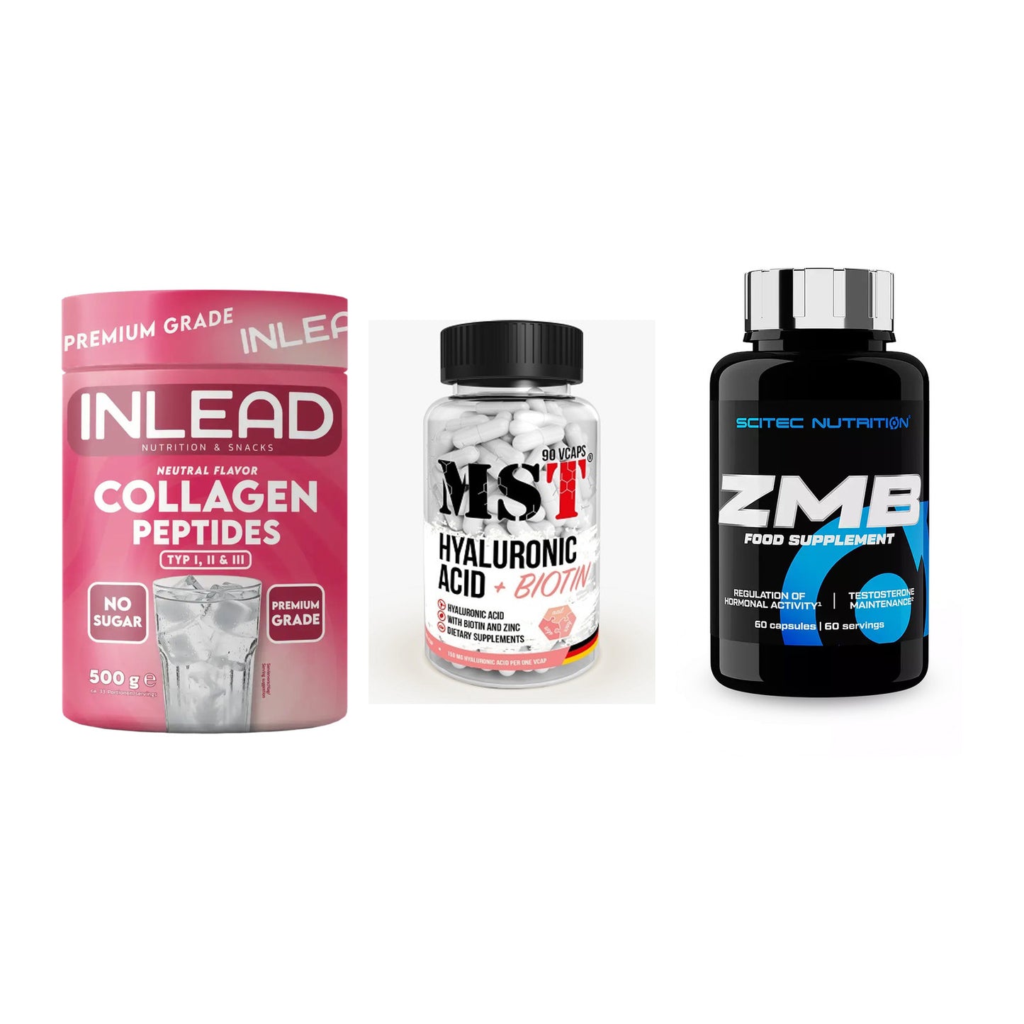 Haut, Haare & Nägel: INLEAD Collage + MST Hyaluronic + Scitec ZMB – alle enthaltenen Artikel
