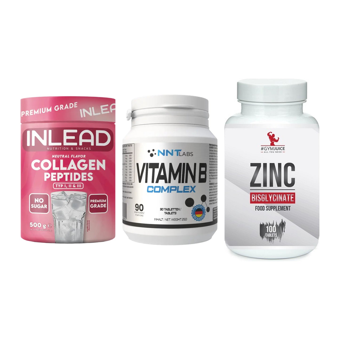 Haut, Haare & Nägel: INLEAD Collage + NNT Vitamin B + #GYMJUICE ZINC – alle enthaltenen Artikel