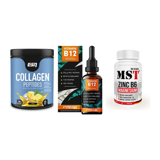 Haut, Haare & Nägel: ESN Collagen + ProFuel Vitami + MST Zinc – alle enthaltenen Artikel
