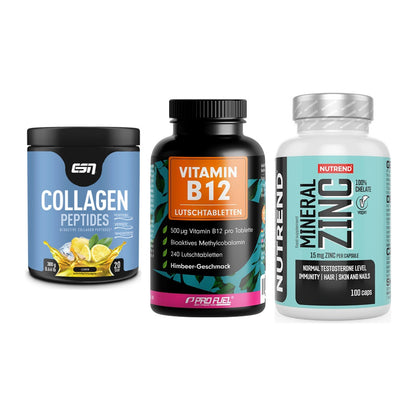Haut, Haare & Nägel: ESN Collagen + ProFuel Vitami + Nutrend Zinc – alle enthaltenen Artikel