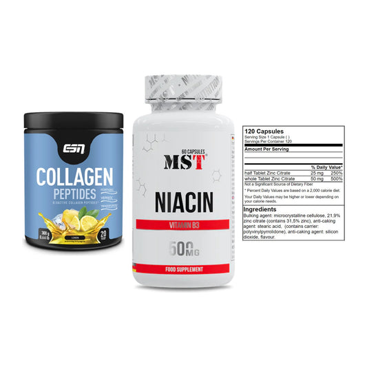 Haut, Haare & Nägel: ESN Collagen + MST Niacin + GN Zinc Citrat – alle enthaltenen Artikel