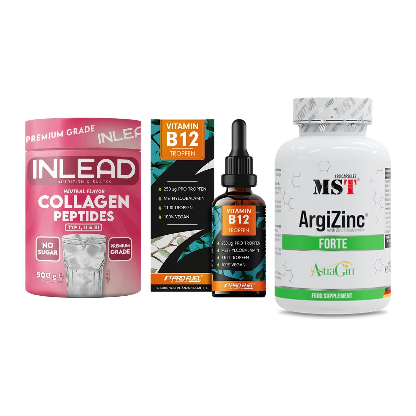 Haut, Haare & Nägel: INLEAD Collage + ProFuel Vitami + MST ArgiZinc – alle enthaltenen Artikel