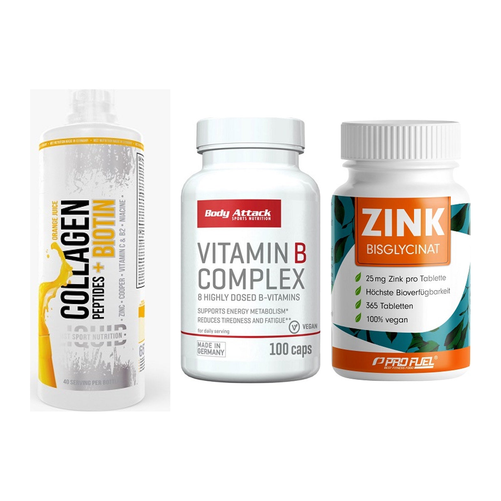 Haut, Haare & Nägel: MST Collagen + Body Attack + ProFuel Zink – alle enthaltenen Artikel