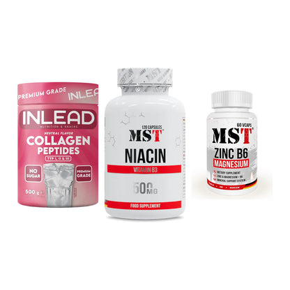 Haut, Haare & Nägel: INLEAD Collage + MST Niacin + MST Zinc – alle enthaltenen Artikel