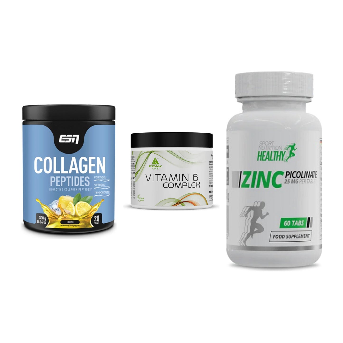 Haut, Haare & Nägel: ESN Collagen + Peak Vitamin B + MST Healthy – alle enthaltenen Artikel