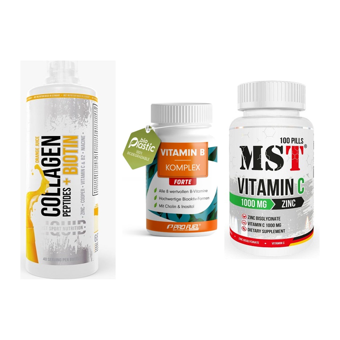 Haut, Haare & Nägel: MST Collagen + ProFuel Vitami + MST Vitamin C – alle enthaltenen Artikel