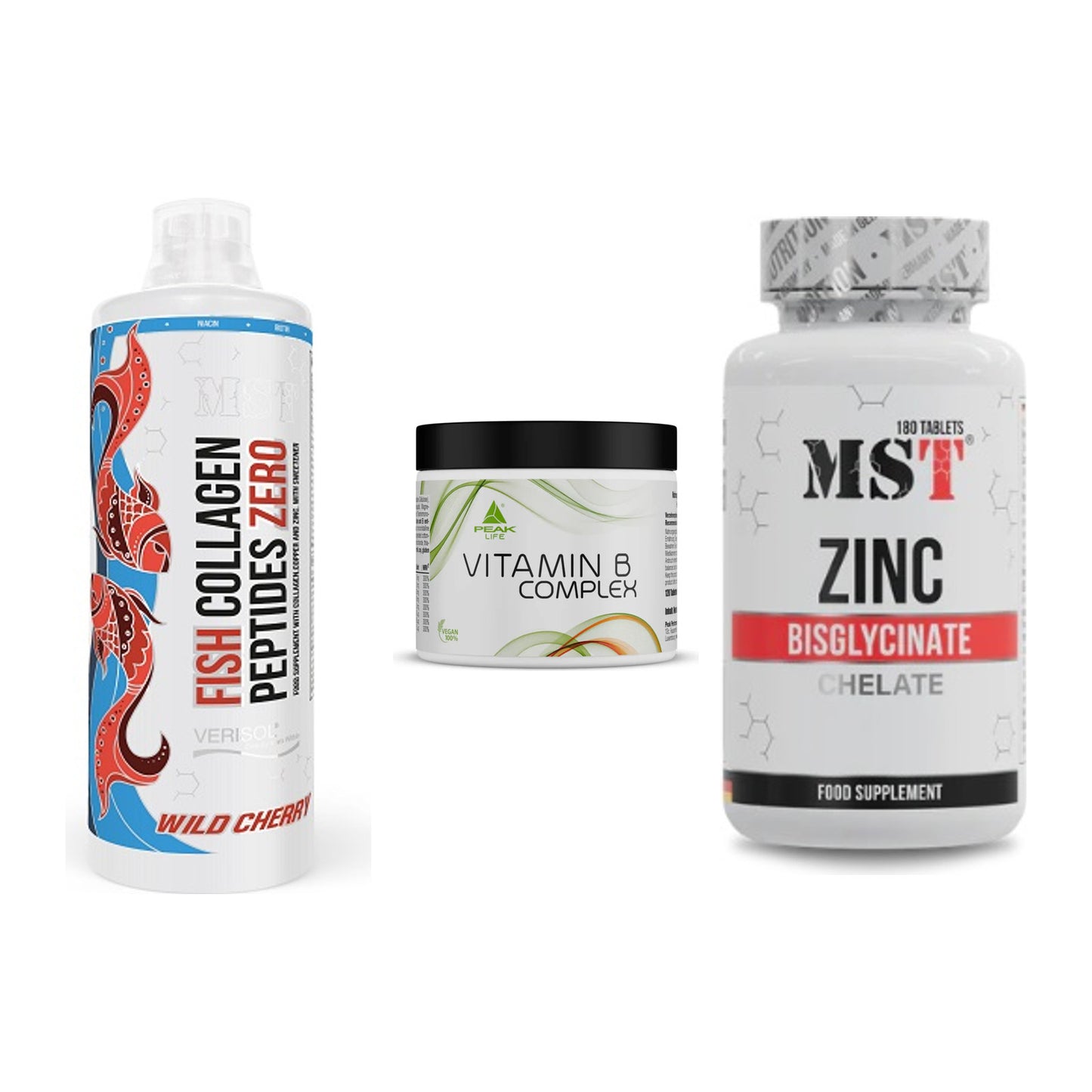 Haut, Haare & Nägel: MST Fish + Peak Vitamin B + MST Zinc – alle enthaltenen Artikel
