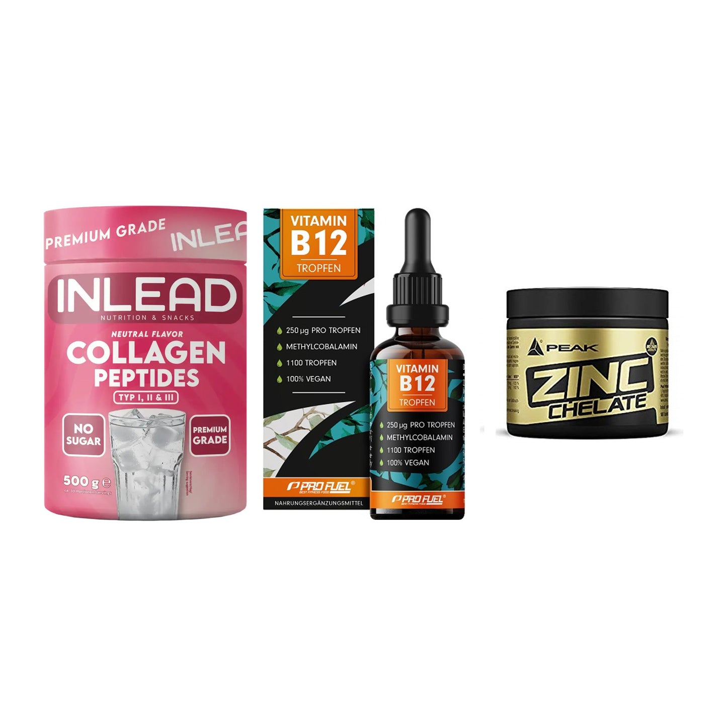 Haut, Haare & Nägel: INLEAD Collage + ProFuel Vitami + Peak Zink – alle enthaltenen Artikel