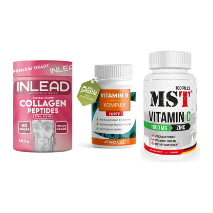 Haut, Haare & Nägel: INLEAD Collage + ProFuel Vitami + MST Vitamin C – alle enthaltenen Artikel