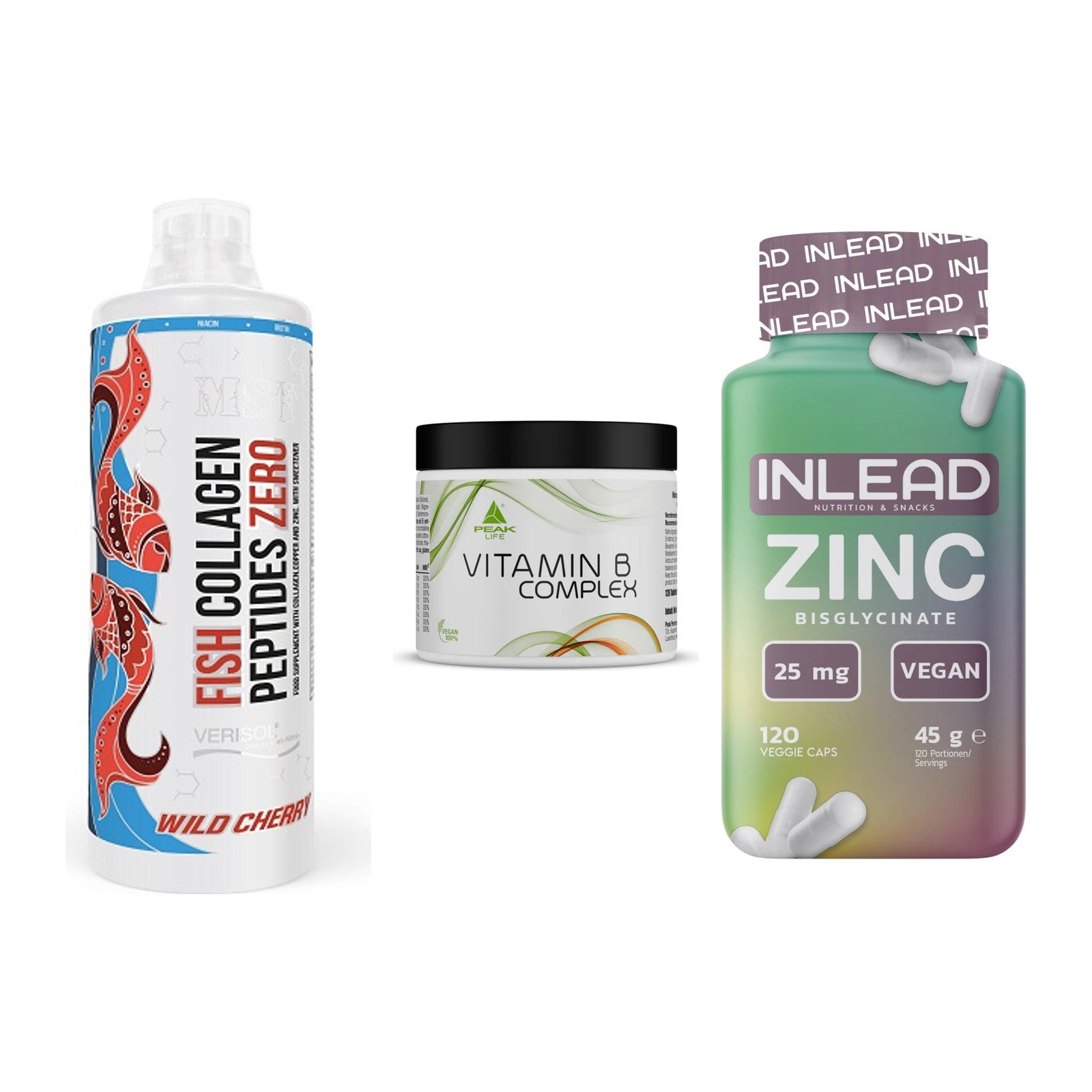 Haut, Haare & Nägel: MST Fish + Peak Vitamin B + INLEAD Zink – alle enthaltenen Artikel