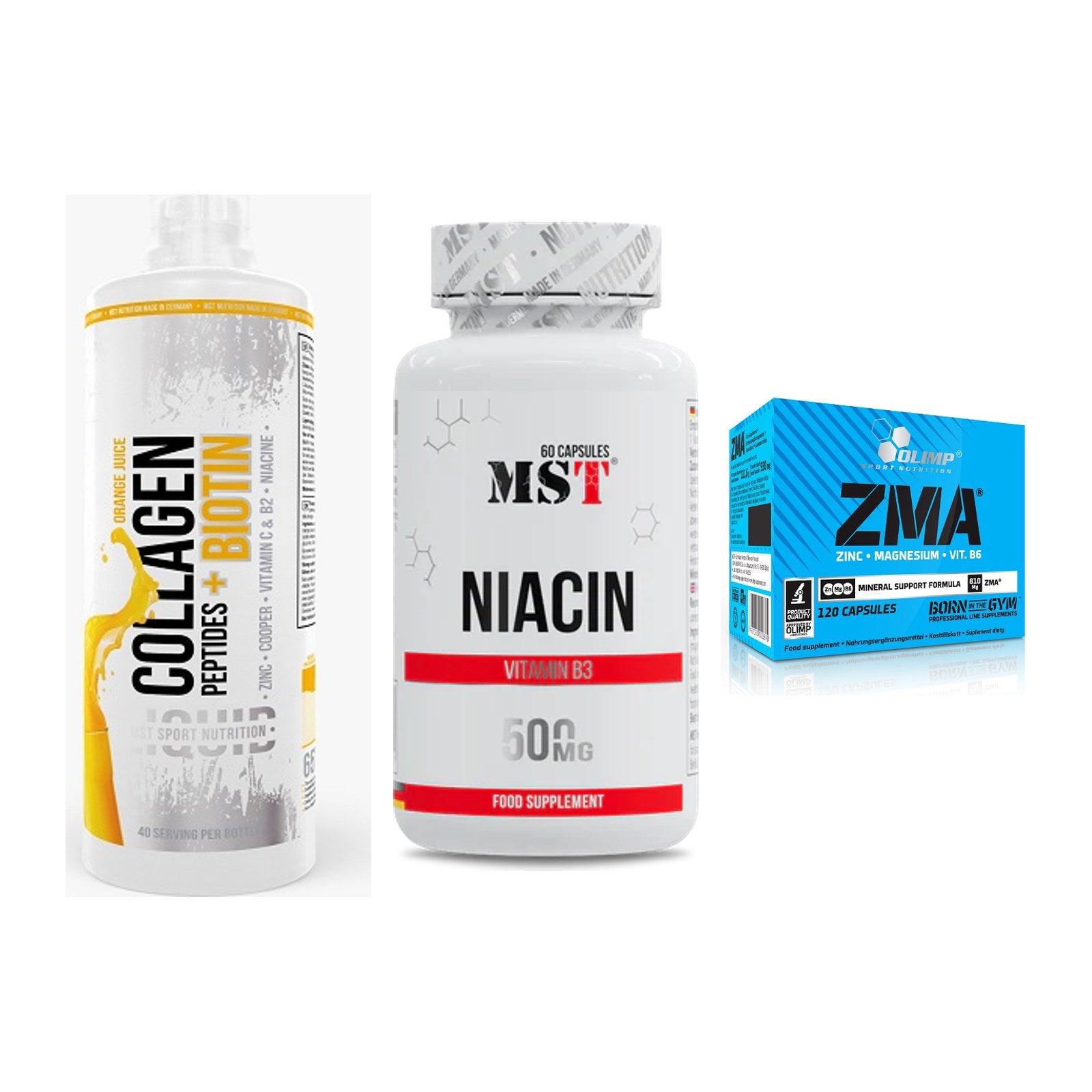 Haut, Haare & Nägel: MST Collagen + MST Niacin + Olimp ZMA – alle enthaltenen Artikel