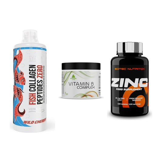 Haut, Haare & Nägel: MST Fish + Peak Vitamin B + Scitec Zinc – alle enthaltenen Artikel