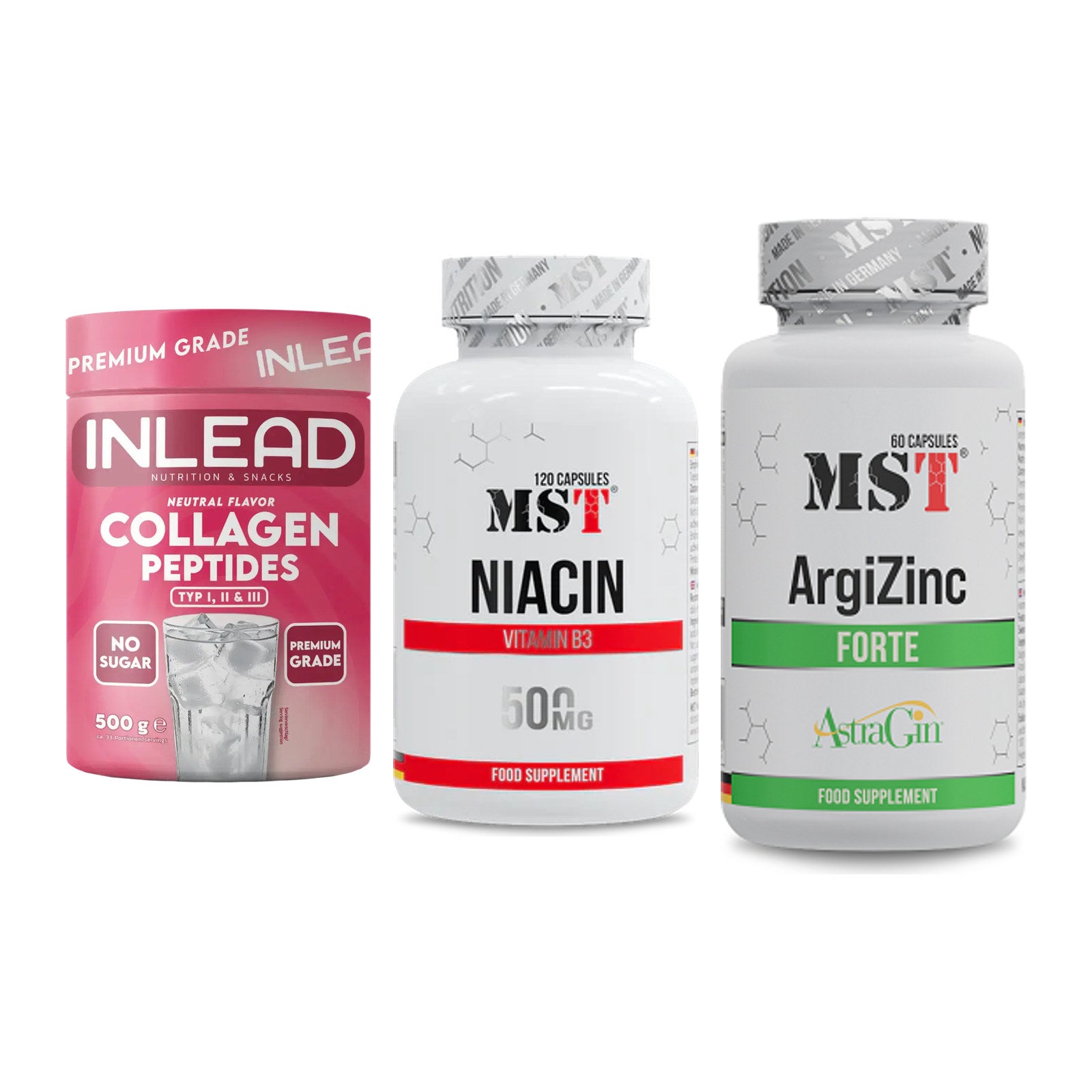 Haut, Haare & Nägel: INLEAD Collage + MST Niacin + MST ArgiZinc – alle enthaltenen Artikel